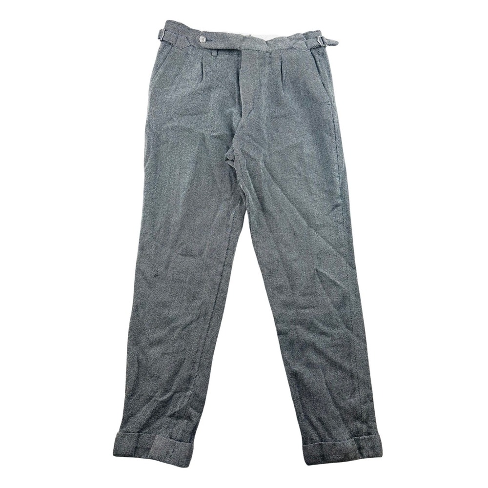 Suitsupply Pants Men 30 Gray Vigo ZC 100% Wool Side Adjusters Pleated Cuffed
